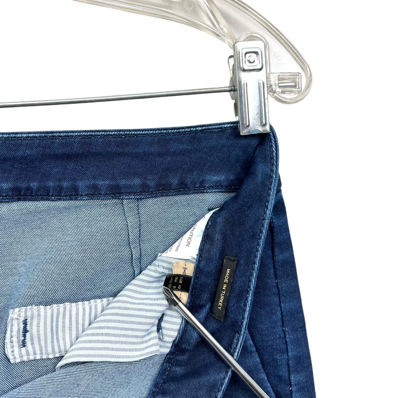 Massimo Dutti Womens Jeans Crop Wide Leg Stretch Slash Pockets Blue Sz 8 thumbnail 5