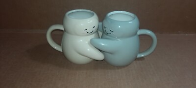 Mug Set Mainstays 16 oz Cream & Gray Sculpted Hug Earthenware