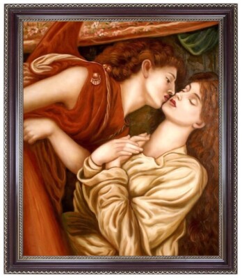 Ölbild Dante Rossetti, Dream, Kuß, Präraffaeliten, HANDGEMALT, Gemälde 50x60cm