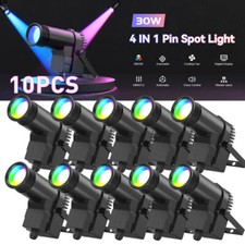 10PCS Pin Spot Beam Stage Light RGBW LED DMX Party Disco Color Mixing Spotlight