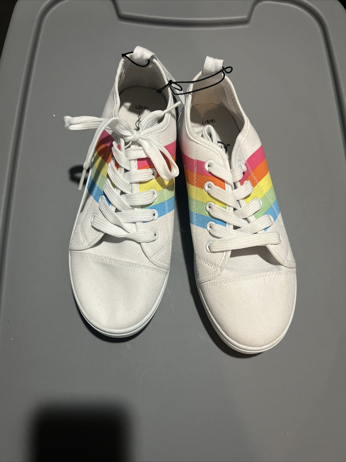 SAOLA Sneakers Sole Mates L8 9 in tela nuove con etichette linee laterali arcobaleno plateau in gomma
