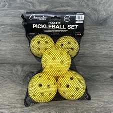 Champion Sports Plastic Pickle Ball Set 6 Pack Yellow PB60TDSET USAPA