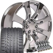 5409 Chrome 22 Inch 6x5.5 Rims Goodyear Tires Fit Cadillac Chevy Gmc