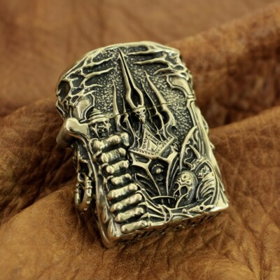 Hand-carved Mens Punk Lighter Shell DIY Accessory 6V004B (Just Shell) BZ