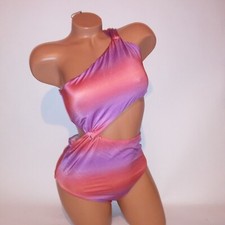 Victoria Secret Swim One Piece Monokini Medium Orange Purple Fade Cutout New