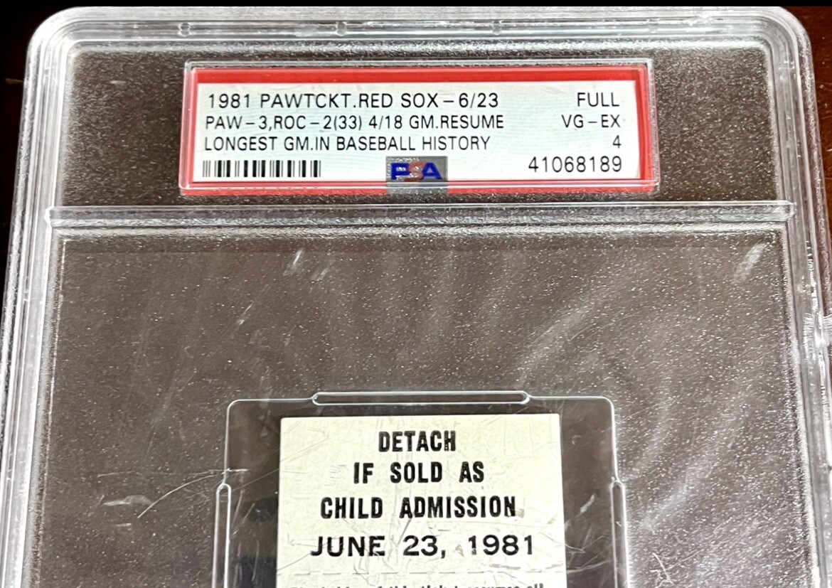 Pawtucket Red Sox LONGEST GAME BASEBALL HISTORY PSA TICKET Cal Ripken