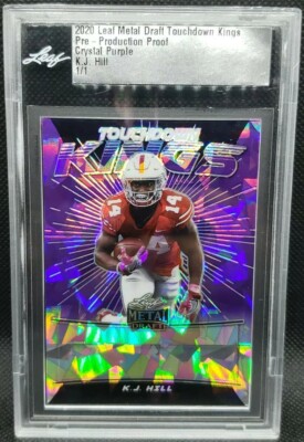 K. J. HILL 2020 Leaf Metal Draft Crystal Purple PROOF RC SP #1/1 OSU Chargers KJ