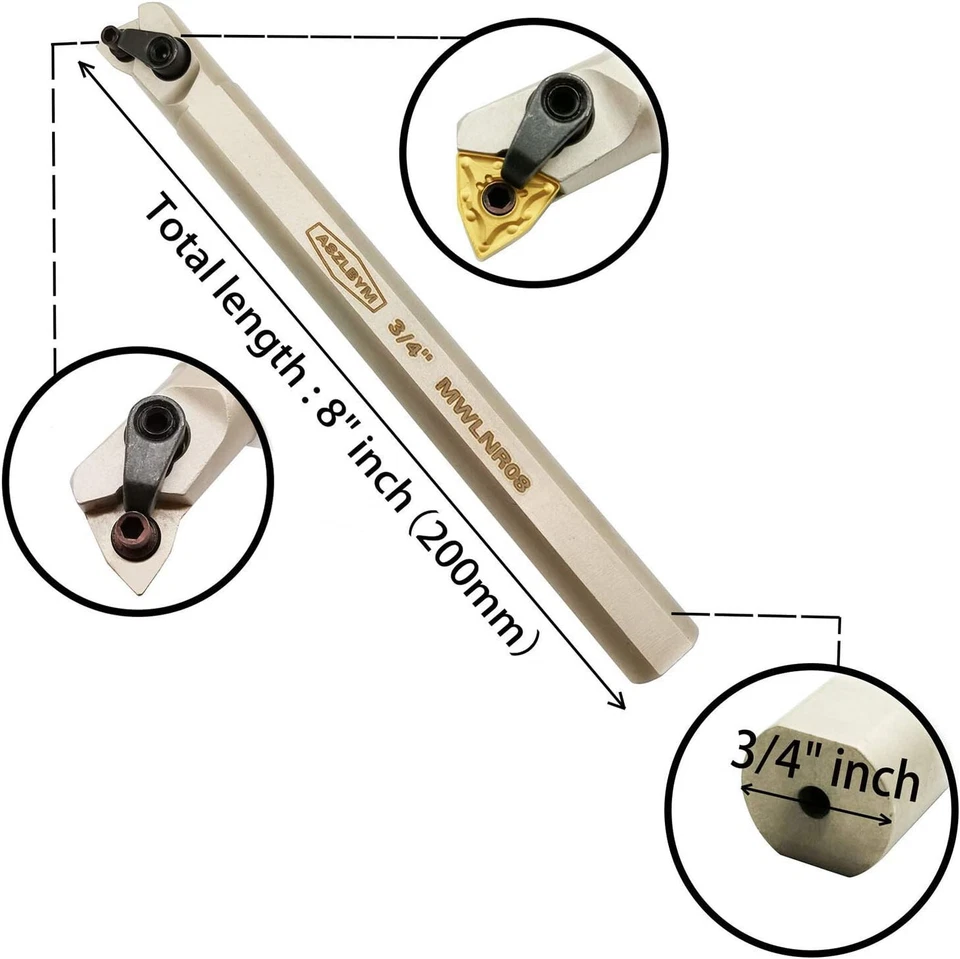 3/4" Hartmetall Drehmeißel Bohrstange 20mm Drehwerkzeughalter S20R-MWLNR08 - Bild 3 von 4