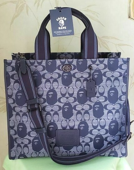 BAPE X COACH TOTE 40 or PHONE WALLET SIGNATURE CHAMBRAY:NWT C4522 or C5825