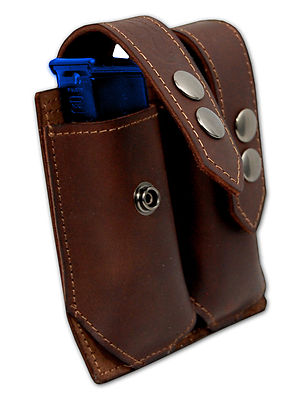 NEW Barsony Brown Leather Dbl Mag Pouch for Browning Colt Mini/Pocket 22 25 380