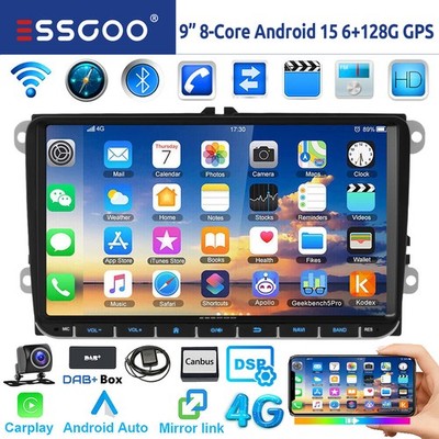 DAB+ Android15 6+128G Carplay Autoradio GPS 4G Für VW GOLF 5 6 Touran Tiguan EOS