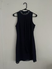 Minuet Women’s Small Navy Blue Sleeveless Jeweled Accent Evening Cocktail Dress