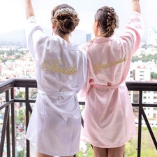 Bridesmaid Robes Wedding Bridal Party Robes Team Bride Robe Kimono Satin Pajamas