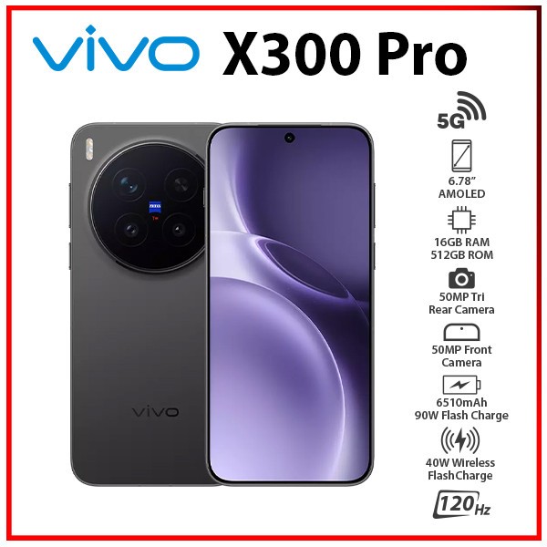New) VIVO X300 Pro 5G 16GB+512GB BLACK Dual SIM Unlocked Android