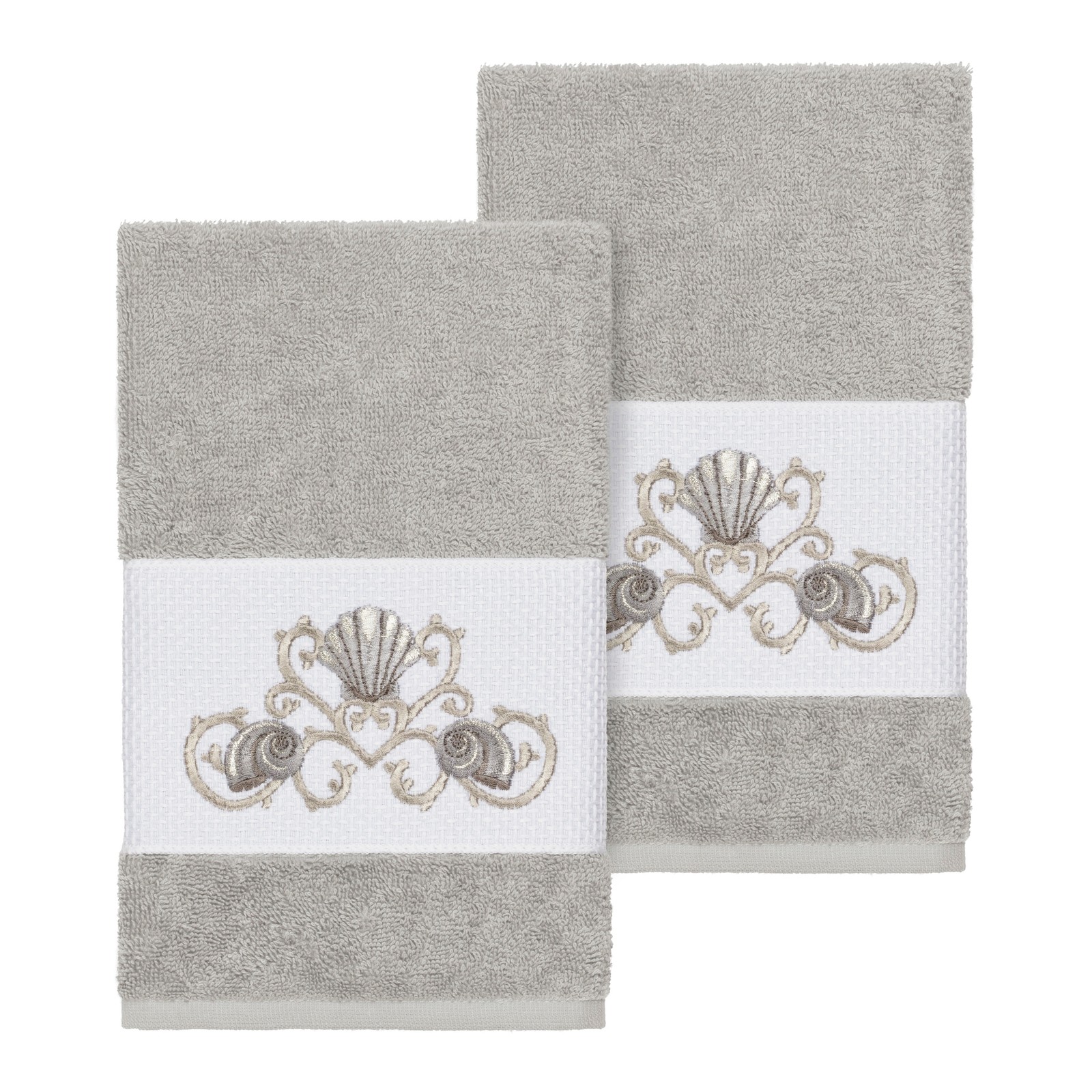 Luxury Hotel-Style Grey Embroidered Turkish Cotton Towel Set