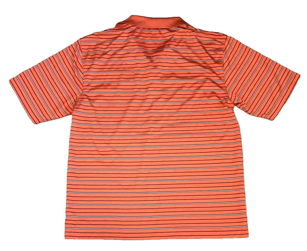 PGA Tour Mens Medium Orange White Striped Short Sleeve Golf Polo Shirt image 2