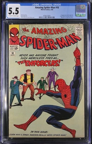Amazing Spider-Man #10 CGC 5.5 OW/W 1964 1st Big Man & Enforcers Key Silver Age