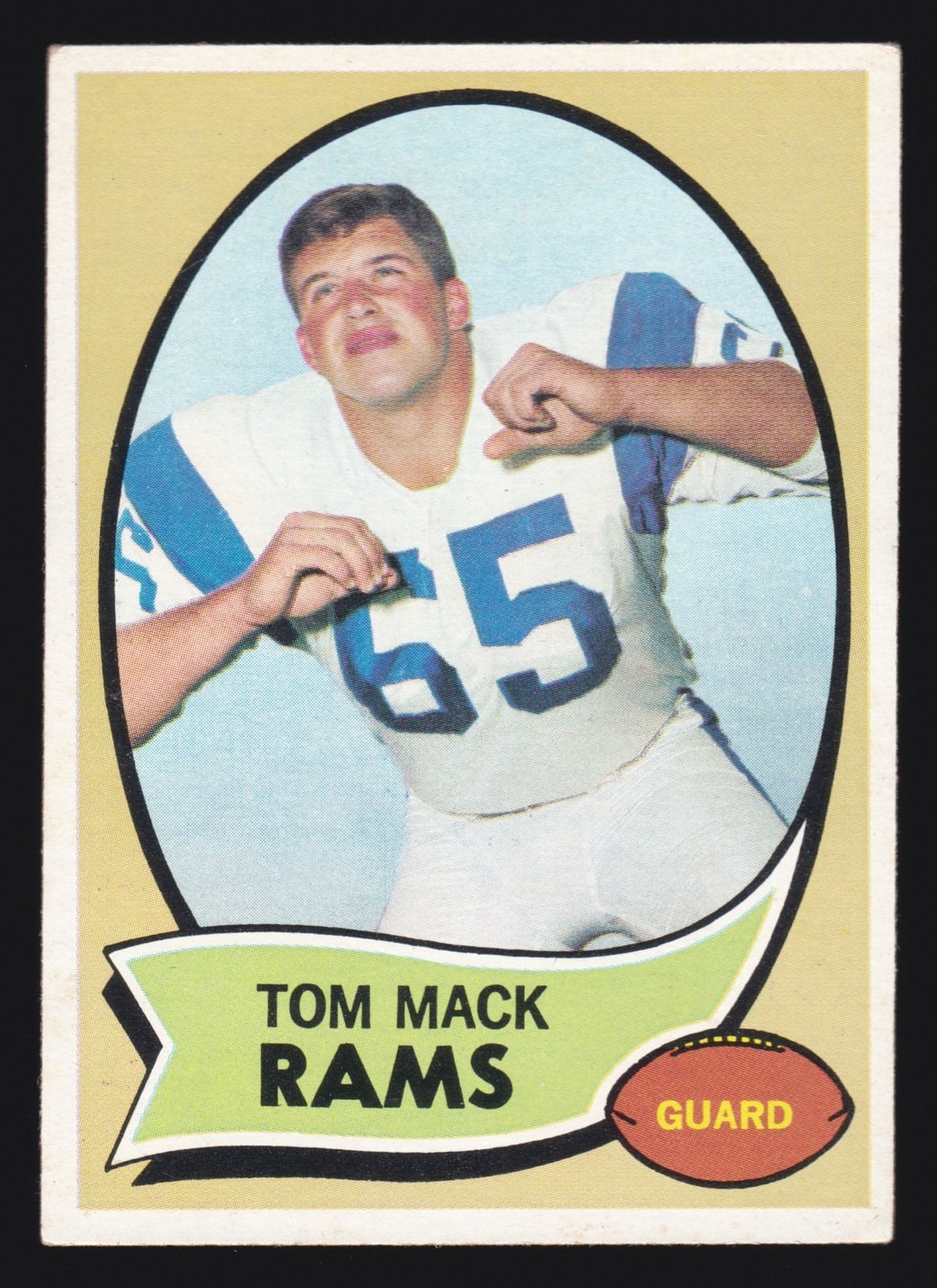 1970 Topps Football Tom Mack RC #151 Rookie EX to EX-MT+ Centered Vikings HOF