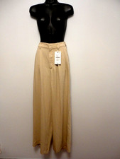 NWT Zara Linen Blend Wide Leg Pants Beige High Rise Size S