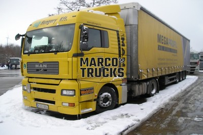Truck photo MAN TGA tarpaulin trailer Hungary yellow 63 Hungary Kft., MEG #d1pq