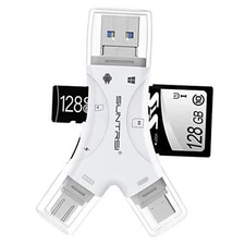 SD Card Reader for iPhone/ipad/Android/Mac/Computer/Camera,4 in1 Micro SD white