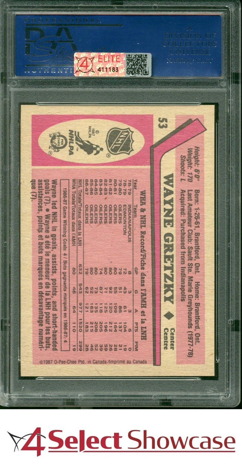 1987 O-PEE-CHEE #53 WAYNE GRETZKY HOF OILERS 4SC ELITE PSA 10 view 2