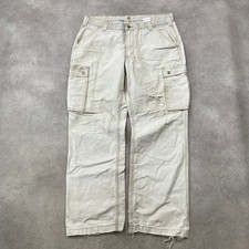 Carhartt Cargo Trousers Mens 36" Relaxed Fit Workwear Faded Canvas Pants, Beige