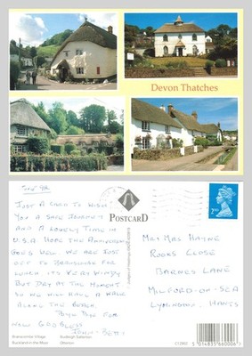 Postkarte - Devon Thatches Dorfszenen mit mehreren Ansichten VERSCHICKT