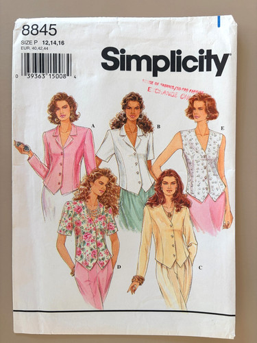 1990's Simplicity Misses' Top Pattern 8845 Size 12-16 UNCUT