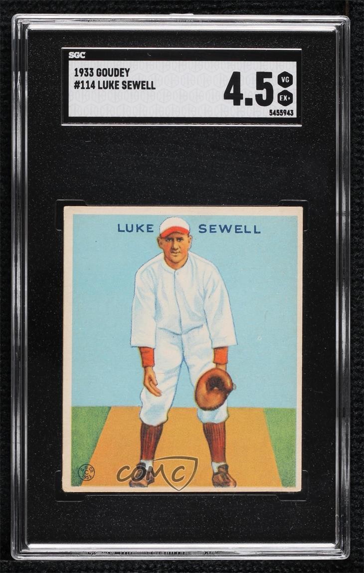 1933 Goudey Big League Chewing Gum R319 Luke Sewell #114 SGC 4.5 10fh