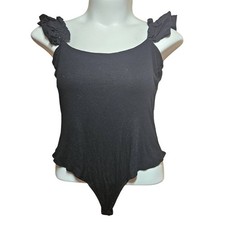 Black Ruffle Strap Bodysuit Size XL