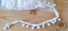 Bright white Sewing Trim for clothes, lamp shades etc narrow with bobbles 20 yds