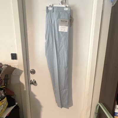 Kenneth Cole Reaction Slim Fit Dress Pants Sky Blue Linen Like Super Flex