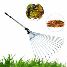 Adjustable Telescopic Metal Garden Rake Tools Leaf Telescopic Handle Lawn Grass