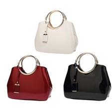 Glänzende Lackleder Handtasche Schultertasche PU Leder Mode Umhängetasche für