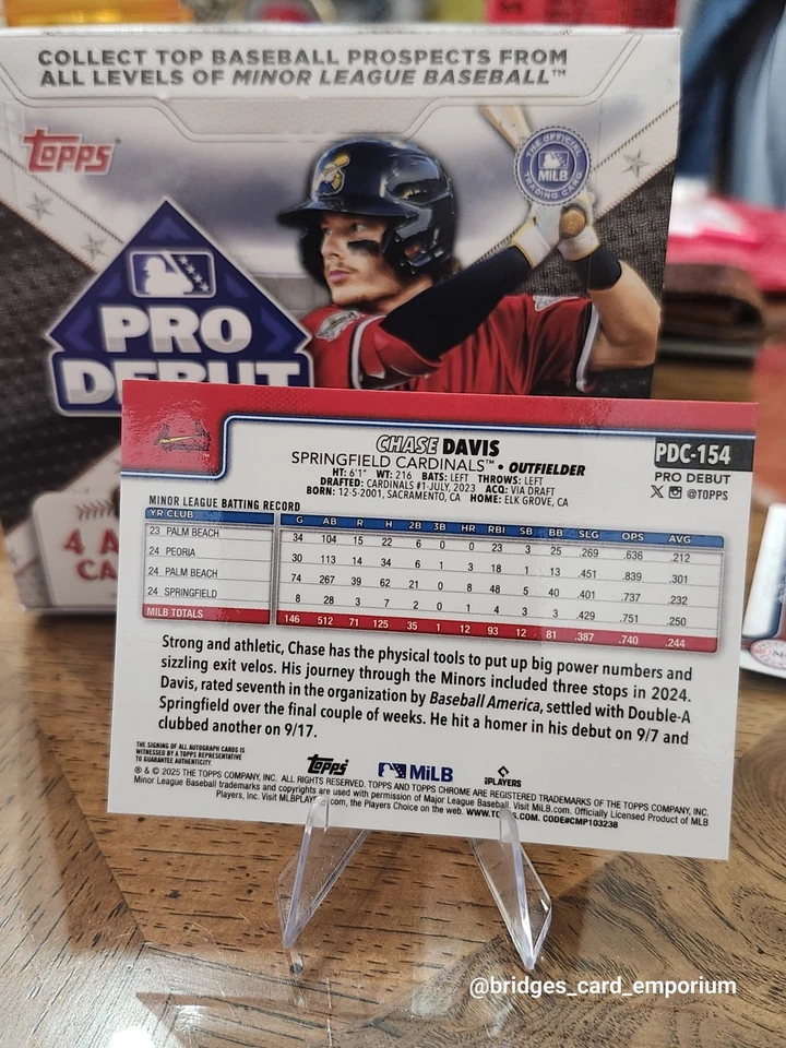 2025 Topps Pro Debut Chrome Chase Davis #PDC-154 Orange Auto /25 - Image 2 of 2