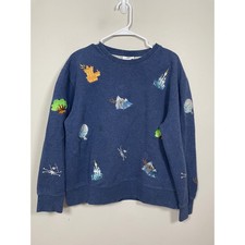 Disney Parks Embroidered Icons Fleece Sweatshirt Size Medium