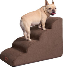 Curved Dog Stairs Ramp for High Beds 19.7" H, 4-Step Dog Steps for Small Dogs an