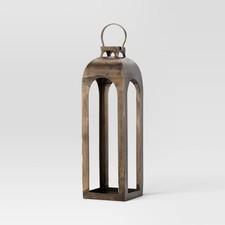 29"x9" Pillar Cast Aluminum Lantern Candle Holders Gold - Threshold