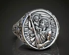 925 Sterling Silver Saint Christopher Ring Men’s Religious Vintage Style