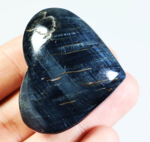Pietra occhio di tigre blu naturale cristallo quarzo cuore pietra palma esemplare minerale - Foto 6 di 9
