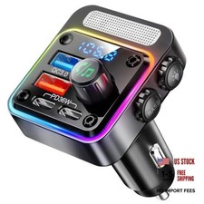 54W Bluetooth 5.3 Car Adapter, FM Transmitter 4-Port Fast Charging  A-Black
