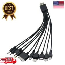 10-in-1 Micro USB Multi Charger Cable Fast Charging Cord For Mobile Phones