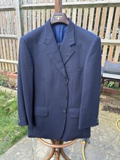 40 S / 34 W Crombie Navy Birdseye Wool Cashmere 2 Piece Suit Excellent Condition