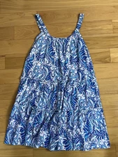 Lilly Pulitzer LORO DRESS Baha Blue Bird Is The Word Preppy Coastal Beach S A1