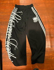 Inflation Men’s Black/White Graphic Logo Track Pants Size S Drawstring Cotton
