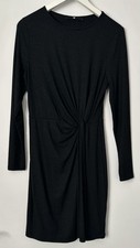 V By Very Black Ribbed Knot Front Dress Size 10 with Sparkle