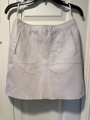 French Connection Genuine 100% Lamb Leather Lined Off White Mini Skirt - 2/4