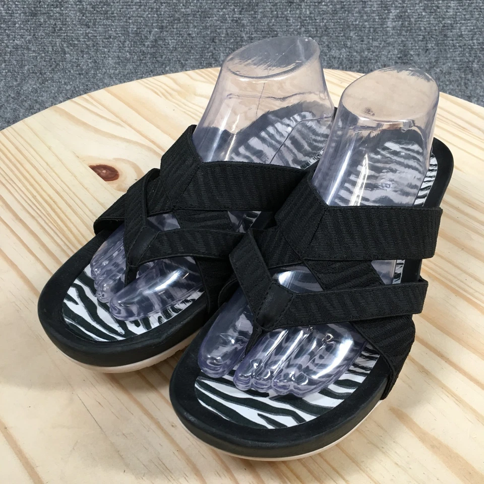 Baretraps Sandals Womens 11 M Agatha Casual Slip On Wedge Slide Black Fabric - Image 3 of 4