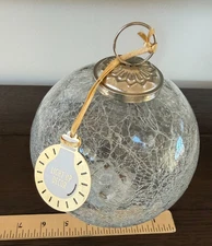 Approx 6" light up crackle glass Christmas ornament tabletop or hang clear (Sh27